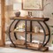 41 Inch Console Table 3 Tier Shelves Industrial Sofa Table Rustic Brown Metal Frame